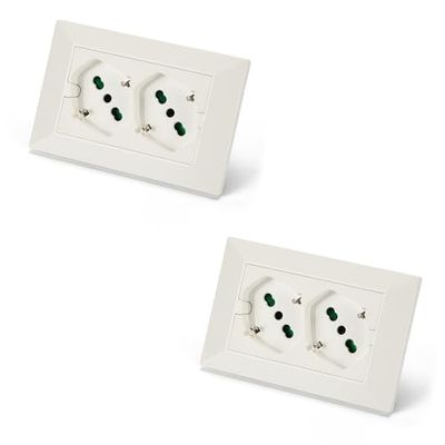 FANTON 42100-B2 set di 2 pz Multipresa universale da incasso OPERA/PLA doppia presa bipasso schuko 2P+T 16A precablata per scatola a 3 moduli