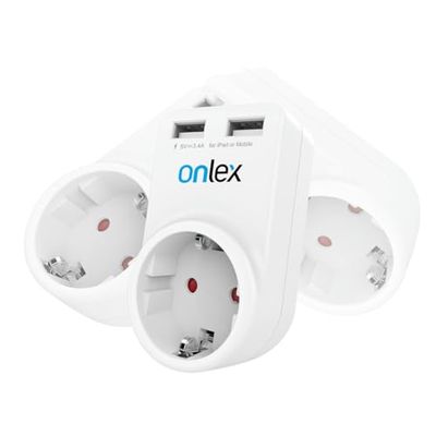 Adaptador 230V giratorio 360º con 2 puertos USB, ideal para cargar múltiples dispositivos en espacios reducidos.