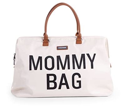 CHILDHOME, Mommy Bag, bolsa trocadora, maternidade, mala de viagem, grande capacidade, trocador, alça ajustável para o ombro, compartimentado, bolso térmico, passagem para a mala, cru e preto