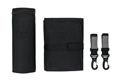 Lassig Glam Collection Signature Bag Accessoires inclusief geïsoleerde flessenhouder, Wipeale aankleedkussen en kinderwagenhaken, zwart