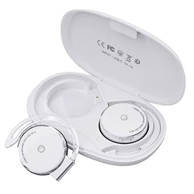 Bluetooth Clip Hoofdtelefoon Sport V5.2, Draadloze Hoofdtelefoon Bluetooth Oortelefoon On-Ear met Ademhalingslicht, Headset Bluetooth met 4 Microfoon, Comfort Fit Oorhaak Hoofdtelefoon (WITE)