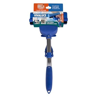 La Briantina Vivaluce - Nettoyage de vitres et fenêtres avec éponge en PVA et strieur manuel, longueur 41 cm - largeur 20 cm, couleur bleu
