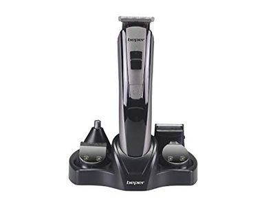 BEPER Kit de Barbero BEPER 40.742, Negro y Plata, 5 EN 1, Cabello, Barba, Nariz,