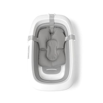 Twistshake Coussin de Bain Antidérapant pour Nouveau-né | Coussins de Douche Doux et Pliables pour Nourrissons | Coussin D'air Flottant pour le Bain des Bébés | 0 Mois+ | Gris