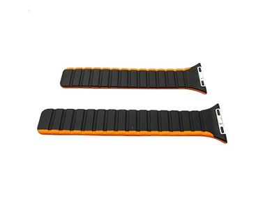 System-S Correa 38 40 41 mm de silicona flexible magnética para Apple Watch Smartwatch Negro Naranja, negro y naranja, Eine Grösse