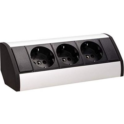 ORNO GM-9001(GS) 3 Enchufes Cocina Montaje En Superficie de 45 ° 3680W para Cocina, Oficina y Encimera (Negro)