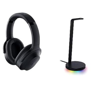 Razer Barracuda Pro + Base Station V2 Chroma - Casque de Jeu sans Fil, ANC Hybride, micros antibruit et Support de Casque Compatible Chroma avec hub USB et Son Surround 7.1