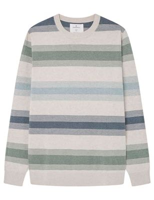 SPRINGFIELD Men's Patterned Coloured Striped Jumper Polo Sweater, Green, S
