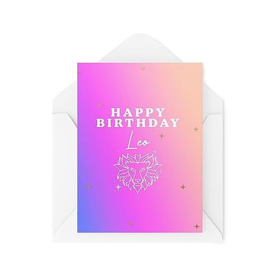 Zodiac verjaardagskaart - Happy Birthday Leo - Waterteken - Leo Card - Leo verjaardagskaart - sterrenbeeld verjaardagskaarten - CBH1831