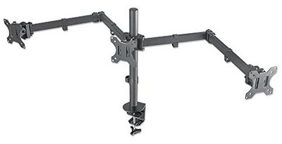 Manhattan 461658 27" Pince Noir support d'écran plat pour bureau - Supports d'écrans plats pour bureau (Pince, 21 kg, 33 cm (13"), 68,6 cm (27"), 100 x 100 mm, Noir)
