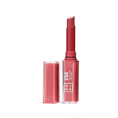 3INA MAKEUP - The Color Lip Glow 254 - Dark Pink Nude Shea Butter Colour Lip Balm - Glowy Colour Lipstick - Shiny Lip Colour