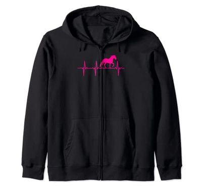 Horse Girls - Horse Heartbeat Horse Lover Zip Hoodie