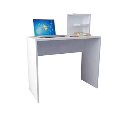 1018 Way Bureau, computertafel, werktafel, bureautafel, laptoptafel, pc-tafel, hout, wit, met plank, 90 x 40 x 103,8 cm
