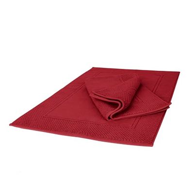 Ruggeri - Lot de 2 Tapis de Bain 50 x 80 cm - 100% Coton Extra Doux - Collection Let's Color (Rouge)