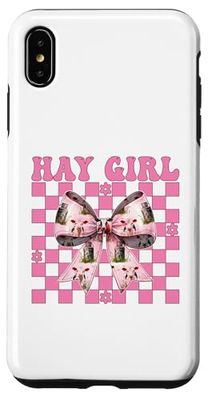 Hay Girl Funny Dairy Farmer Cow Dairy Farming Coquette Bow Case for iPhone XS Max