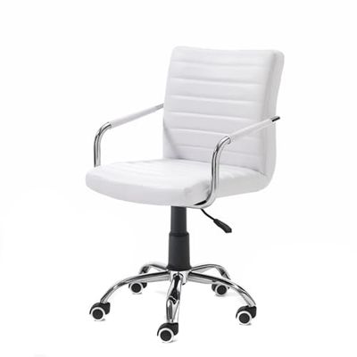 Oresteluchetta Bureaustoel Simi White, PU-leder, wit, H.80/90 x L.57 x D.56