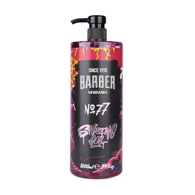 BARBER MARMARA Men's Shaving Gel No. 77 - Men's Shaving Gel Transparent 1000 ml - Shaving Gel Men - Precise Shaving of Beard Contours - Does Not Foam - Cools The Skin - with Pump Dispenser