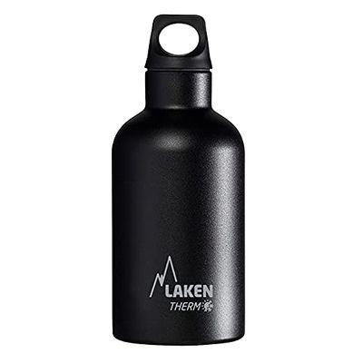 Laken Futura garrafa térmica aço inoxidável 18/8 e parede dupla a vácuo, unissexo adulto, preto, 350 ml