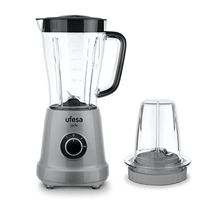 Ufesa BS4709 Jade Blender + Spice Mill Accessories, 500 W, 1.5 L Jug, 2 Speeds + Turbo, 4 Stainless Steel Blades, BPA Free