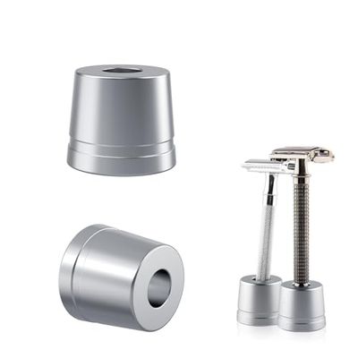 Linkidea Paquete de 2 soportes de maquinilla de afeitar de seguridad, diámetro de apertura de 13 mm, soporte de maquinilla de afeitar para hombre, soporte para maquinilla de afeitar para encimeras de