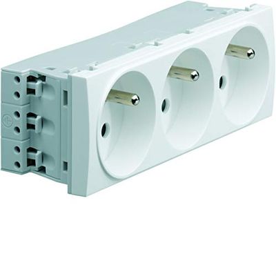presa di corrente blocco 2p+t triplo scivolo hager systo bianco