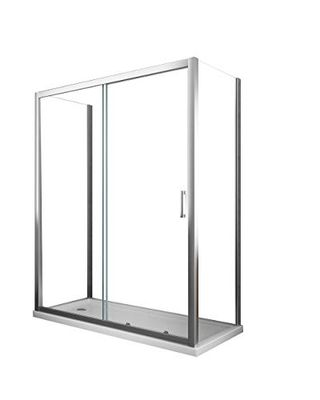 Box Cabina Doccia composto da 2 Pareti Fisse e 1 Porta Scorrevole Frontale Vetro 6 mm Easyclean H.190 Cromo (2 Fisse 65-67,5 + 1 Porta 125-130)