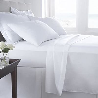 HomeSpace Direct 400 Thread Count 100% Egyptian Combed Cotton Fitted Sheets White Double