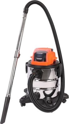 Yard Force LW CVC1 Nat-/droogzuiger, 20 V, met lithium-ion accu van 20 V/4,0 Ah, roestvrij stalen reservoir, roestvrij staal, zilver, 200 W, 20 liter