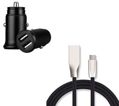 Oplader type C voor Honor 20 (snellaadkabel + mini-dubbel stopcontact voor sigarettenaansteker) Android, zwart