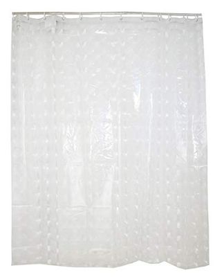 Euroshowers Rideau de Douche 3D Transparent - Anneaux de Rideau de Douche Vendus séparément - 180 x 200 cm