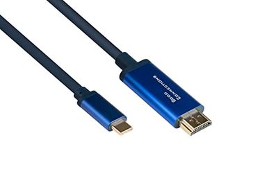Good Connections® SmartFLEX USB C naar HDMI 2.0b kabel - 4K UHD @60Hz - koperen geleider, aluminium behuizing - zeer flexibel - donkerblauw - 1,5 m