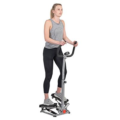 Sunny Health and Fitness Twister Stepper Machine, höjdjusterbar Stepper, Trappstegsträning med styre och LCD-skärm, Inomhushem Gym Träningsutrustning - SF-S020027