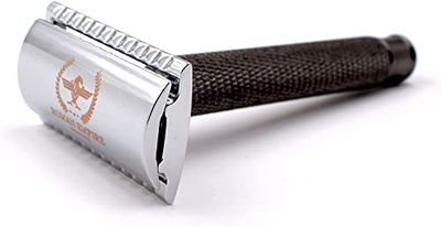 Rasoio di Sicurezza a Doppio Filo Caesar Gun Metal di Roman Empire Shaving | Rasoio Classico | Safety Razor | Rasoio in Acciaio con Set di 20 Lamette da Barba (Astra-Derby-Shark-Treet)