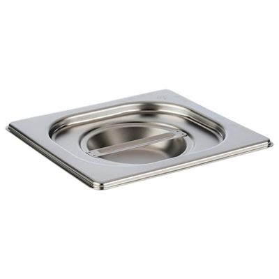 APS 81695 GN 1/6 couvercle sans logement pour cuillère, acier inoxydable, dimensions 165 x 175 mm/hauteur 30 mm