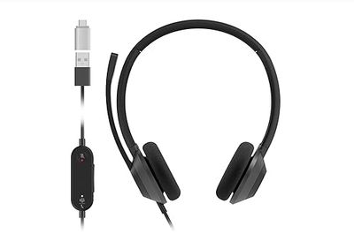 Cisco Cuffie serie 322Q USB-C - Cuffie biaurali con padiglione esterno e cavo, controller Microsoft Teams con USB-C, colore carbon black, due anni di garanzia limitata (HS-W-322Q-C-USBC)