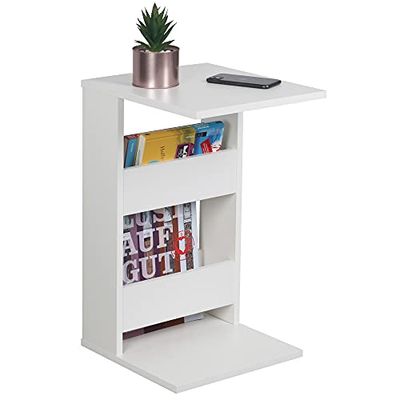 RICOO kleine bijzettafel 35 x 60 x 40 cm banktafel in C-vorm wit β WM042-WM