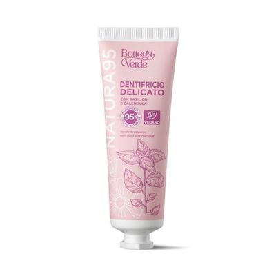 Bottega Verde - Dentifricio Delicato, 75 ml, con Basilico e Calendula, Adatto a Denti Sensibili, Formula Vegana