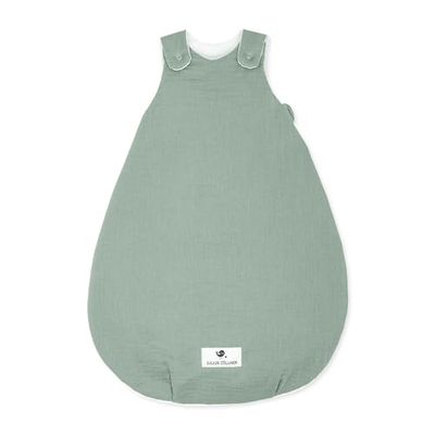 Julius Zöllner Babyslaapzak mousseline, warme vulling 2,5 TOG, wasbaar op 40 °C, Made in Germany, OEKO TEX Standard 100, groen, maat 50/56