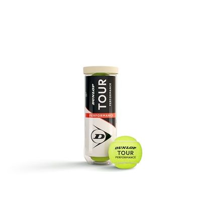DUNLOP Tour Performance Balles de Tennis, pour Les Joueurs de Tournois et de Clubs (3 Balles)