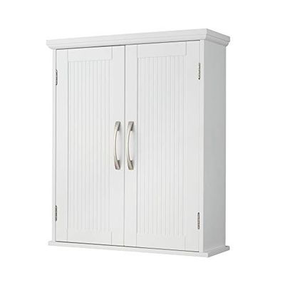 Elegant Home Fashions Drewniana szafka łazienkowa na leki 17,8 x 50,8 x 61,0 cm z regulowanymi półkami biała EHF-F0007, jeden rozmiar