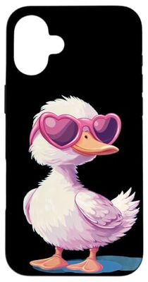 Anatra felice con cuore e bella occhiali da sole Custodia per iPhone 16 Plus