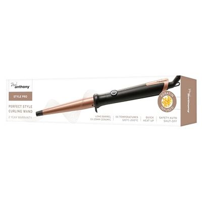 Paul Anthony 'StylePro' 13-25mm Ceramic Curling Wand Styler with Keratin, 5X temperatures, Quick Heat up, 60 Minutes Safety Cut Out - H2119