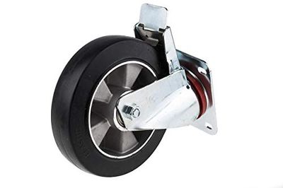RS PRO, bromsat, svängbart hjul, hjul ø 200 mm, 460 kg, Ges H. 235 mm, hjul B. 50 mm, 145 x 110 mm, platta,
