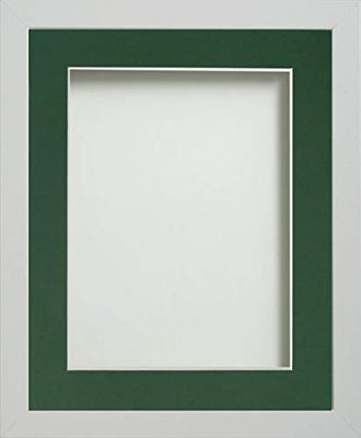 Frame Company Allington White Photo Frame with Bottle Green Mount, 12x10 for 6x4 inch, fitted with perspex
