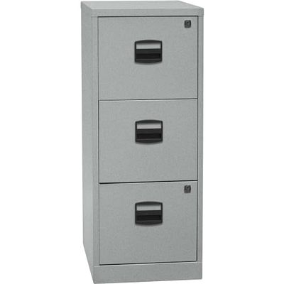 Bisley Home PFA Armoire de classement Suspendue, 3 tiroirs HR, métal, Argent 355, 40 x 41,3 x 101,5 cm