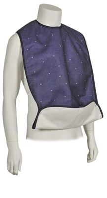 ABENA Reusable Blue Adult Bibs for Women and Men |90x45cm| Washable Adult Bibs for Elderly, Reusable Food Bibs to Avoid Clothing Stains and Mess During Breakfast, Dinner & Lunch