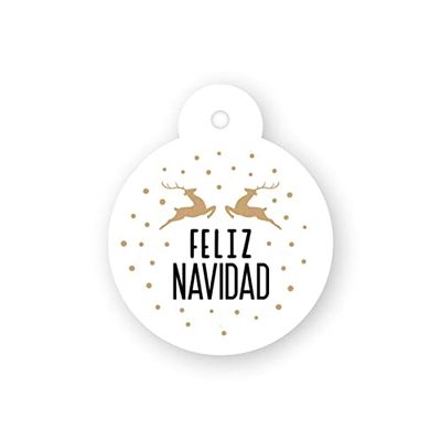 Confezione da 24 biglietti a forma di palla di Natale Renne Buon Natale Ø4 cm