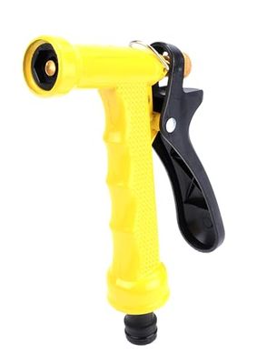 Pistolet d'arrosage : pistolet d'arrosage jaune, fabriqué en métal, durable et résistant, idéal pour les jardins avec réglage facile du jet. *