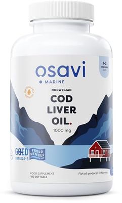 Osavi Norwegian Cod Liver Oil Softgels, 1000mg (Lemon) - 180 softgels