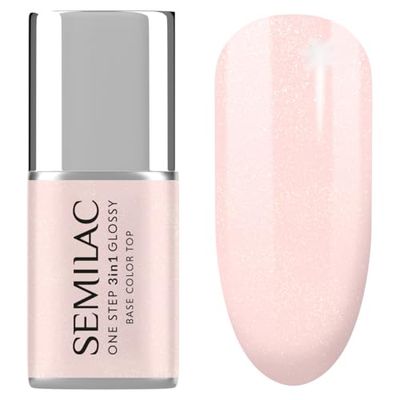 S257 Semilac UV-nagellack 3-i-1 One Step Glossy Naked Glitter Rose 7 ml – naken glitter rosé UV gel nagellack 3-i-1 | Perfekt för glittereffekter | långvarig glans